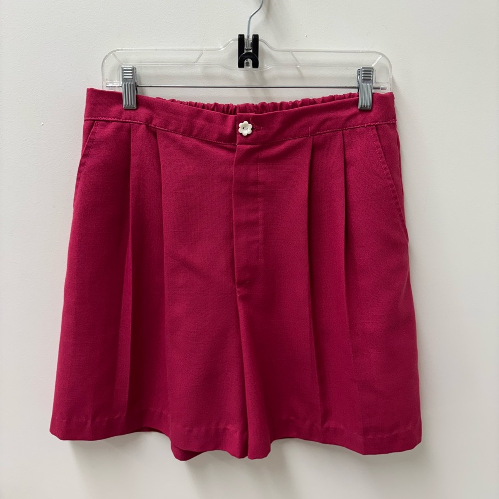 Vintage Handmade Fuchsia Short Set with Floral Buttons - Picture 2 of 11